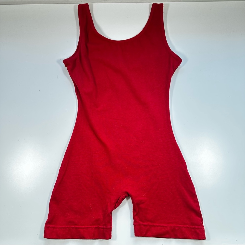 Mondor Red Dance Leotard Unitard Shorts Girls Size 8–10